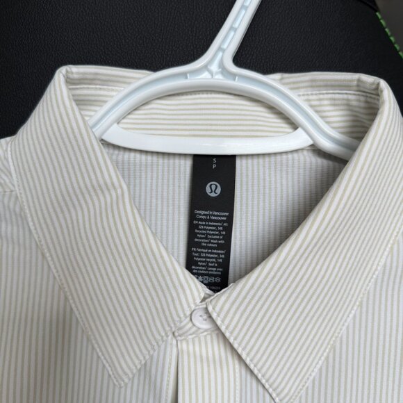 Lululemon New Venture Classic Fit LS Shirt ISWB Yellow/White Thin Stripe - Picture 5 of 8